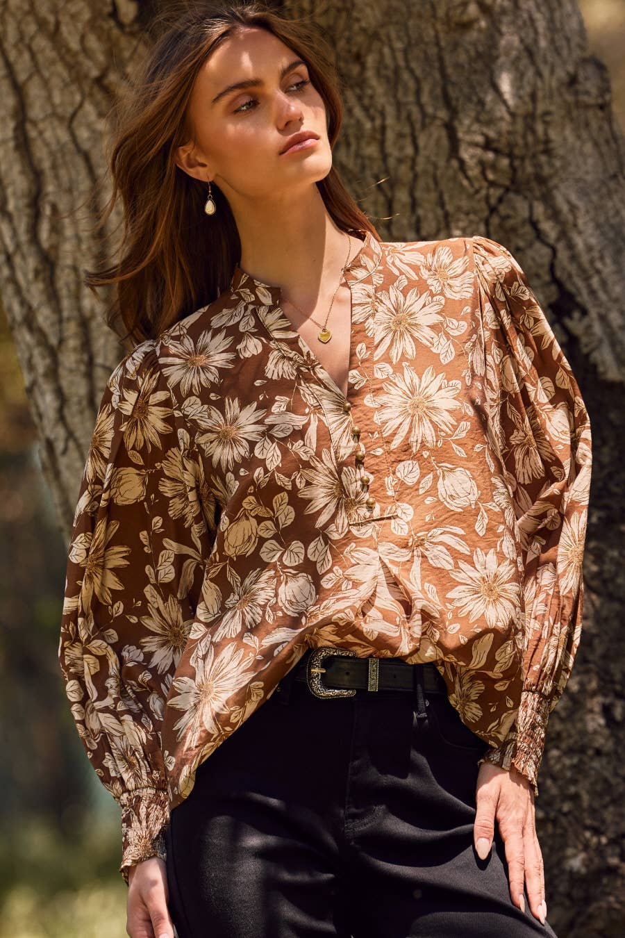 Sheer Floral Printed Blouse